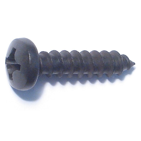 Midwest Fastener Sheet Metal Screw, #12 x 1 in, Black Steel Pan Head Phillips Drive, 10 PK 79422